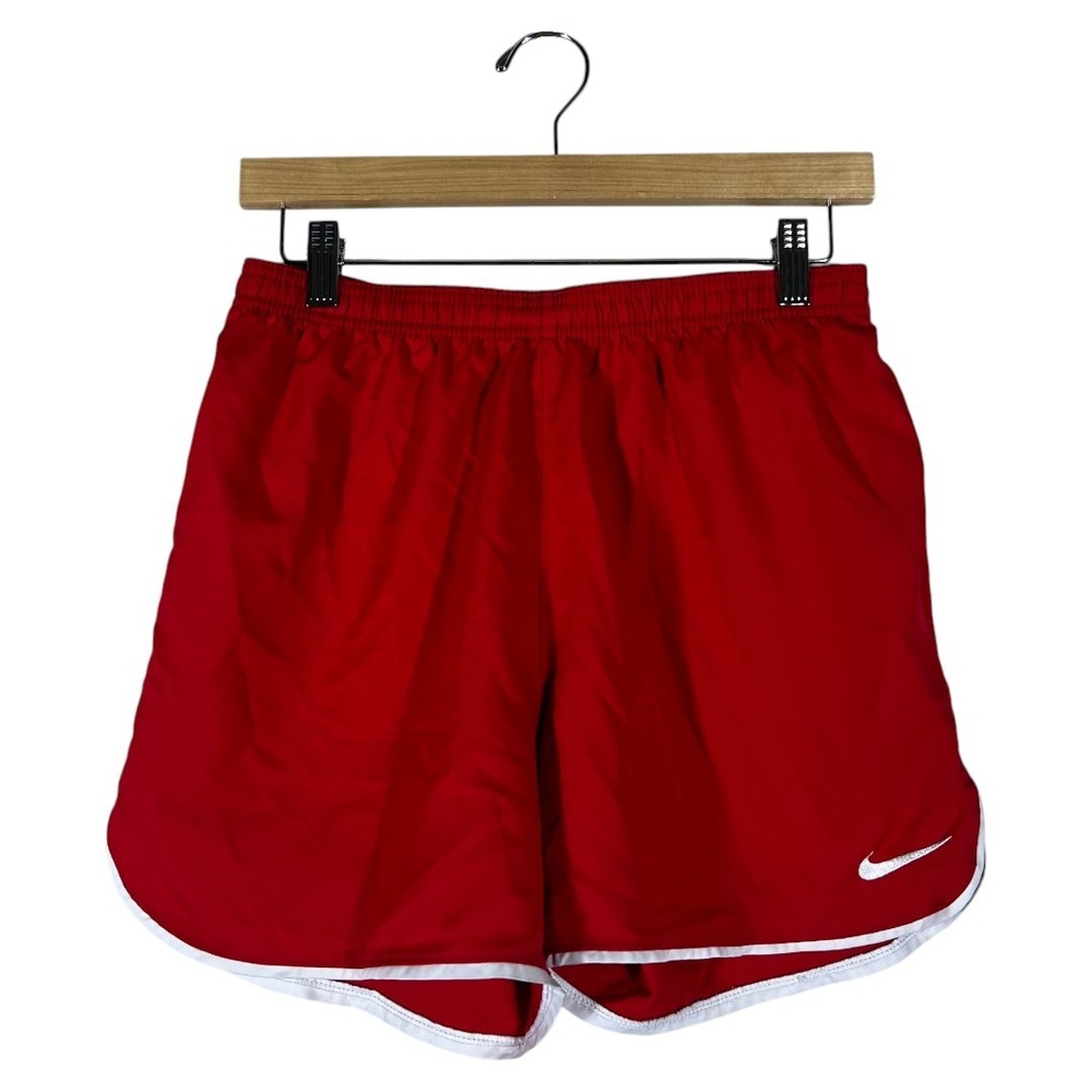 Nike Dri-FIT Slim Fit Solid Running Shorts Red Sporty Dolphin Hem Size S